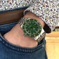 Montre Inguz La Teignouse cadran vert bracelet acier grains de riz